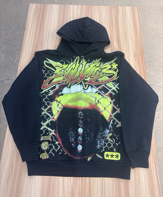 Evil Vice Men s Black Graphic Print Pullover Hoodie w/ Pockets Size M