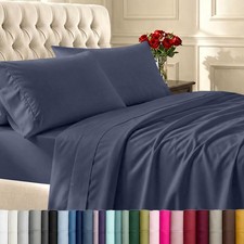 6-Pc King Size Sheet Set with 4 Pillowcases - Soft 400 Thread Count 100 Cott...