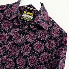 Joe Browns Shirt Men's Medium Long Sleeve Pink Black Absract Smart Casual