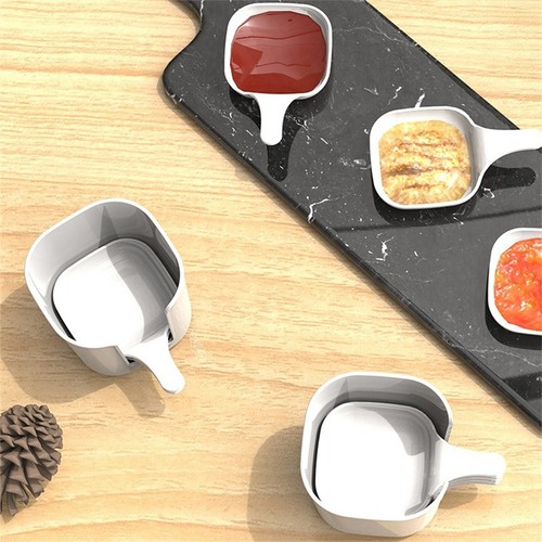 White Dishes with Handles and Storage Rack Perfect for Dipping Set of 6 - Picture 17 of 23