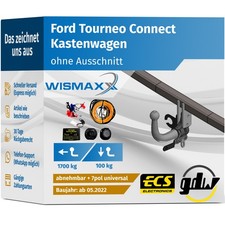 ANHÄNGERKUPPLUNG für Ford Tourneo Connect ab 22 abnehmbar GDW +7pol E-Satz ABE