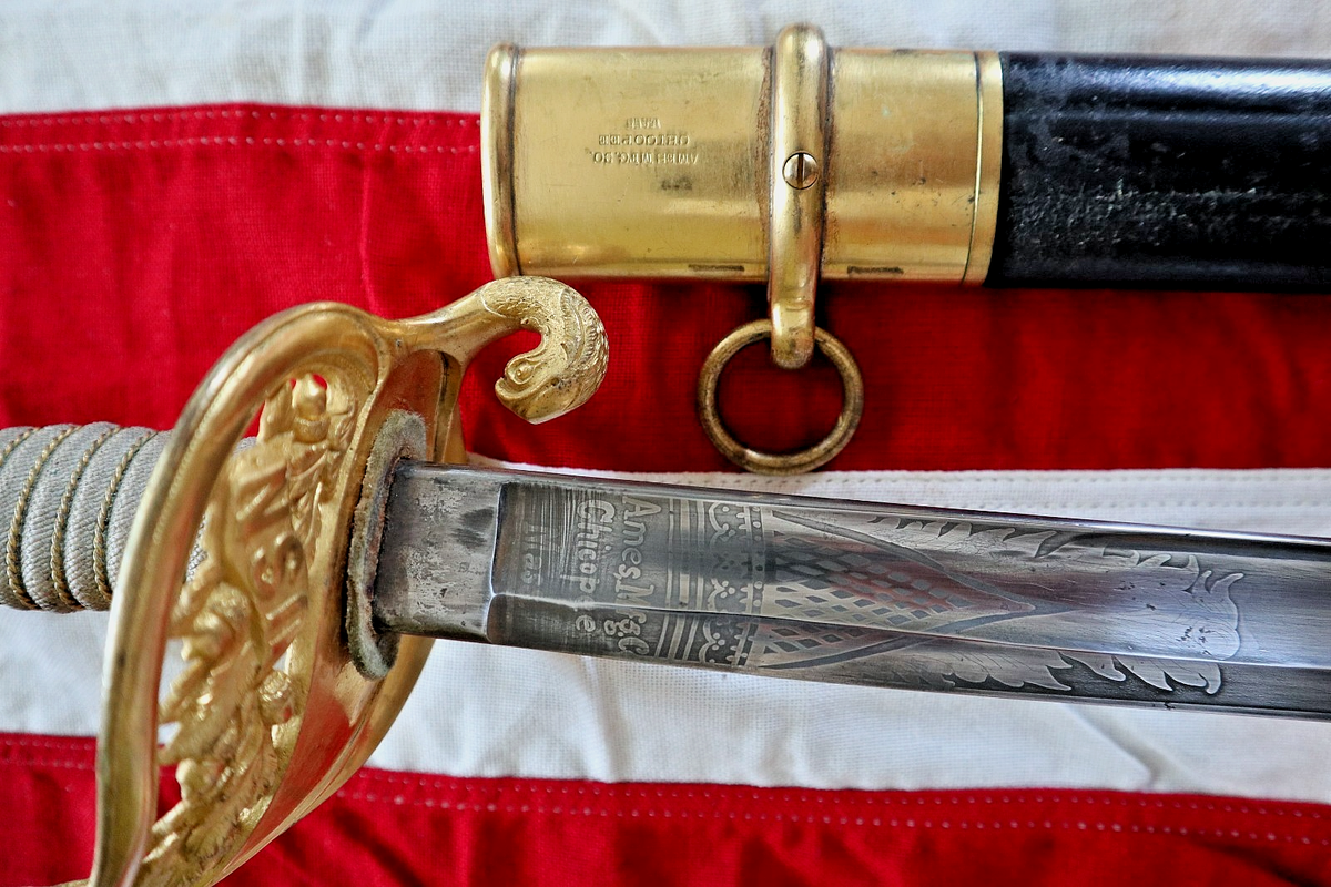 AMERICAN CIVIL WAR M 1852 AMES NAVAL OFFICER SWORD | eBay