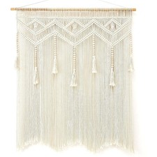 Boho Macrame Wall Hanging Large Tapestry Wood Beads Tassels Cream Boho Chic