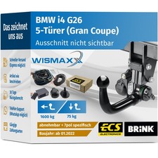 ANHÄNGERKUPPLUNG für BMW i4 G26 ab 22 vert. abnehmbar BRINK +7pol E-Satz ECS