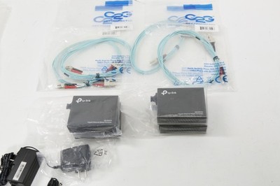 Lot of 4 NEW TP-Link MC200CM Gigabit Fiber Media Converters +4x LC-SC OM3 Cables