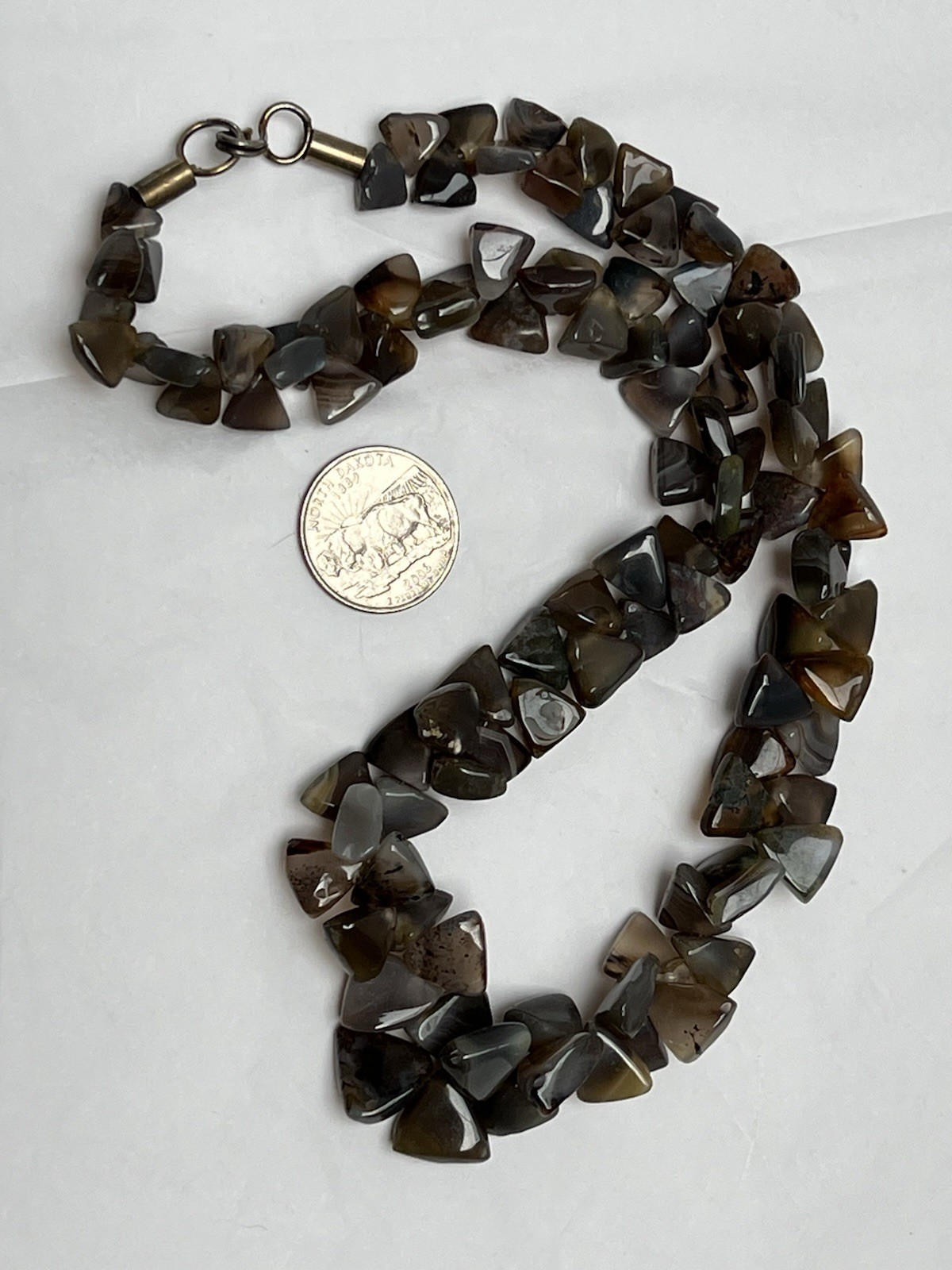 Vintage Botswana Agate Triangular Bead Necklace 2… - image 6