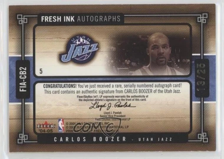 2004-05 Skybox Fresh Ink Fresh Ink Auto Gold /25 Carlos Boozer #FIA-CB2 Auto - Image 2 of 2