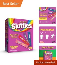 30 Count Skittles Sugar-Free Wild Berry Drink Mix - Fruity Hydration Anywhere