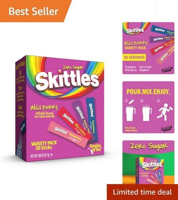30 Count Skittles Sugar-Free Wild Berry Drink Mix - Fruity Hydration Anywhere