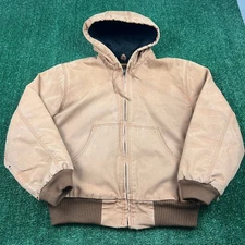 Adventuridge Canvas Hooded Bomber Workwear Coat Mens Large Brown Carhartt Style