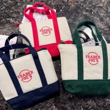 Trader Joe's Canvas Micro Tote With Grocery Bag 2025 CHRISTMAS LIMITED