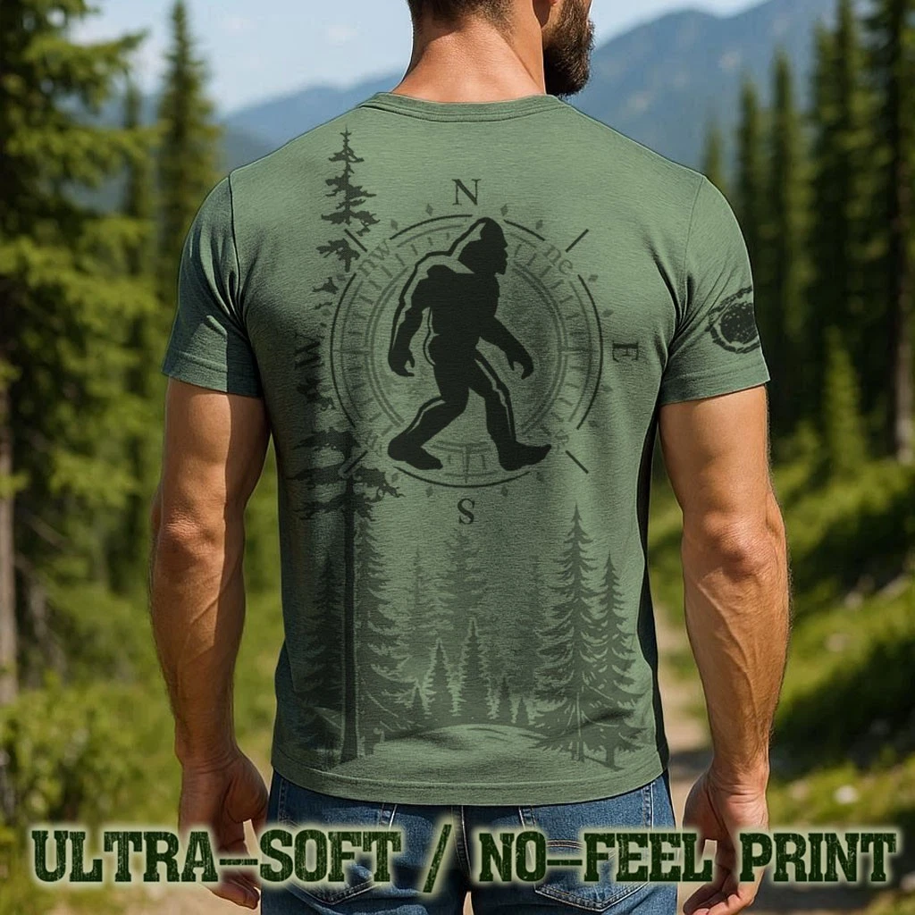 Men's Bigfoot Forest T Shirt - Funny Sasquatch Outdoors Tee, No-Feel Print- F200
Opens in a new wind