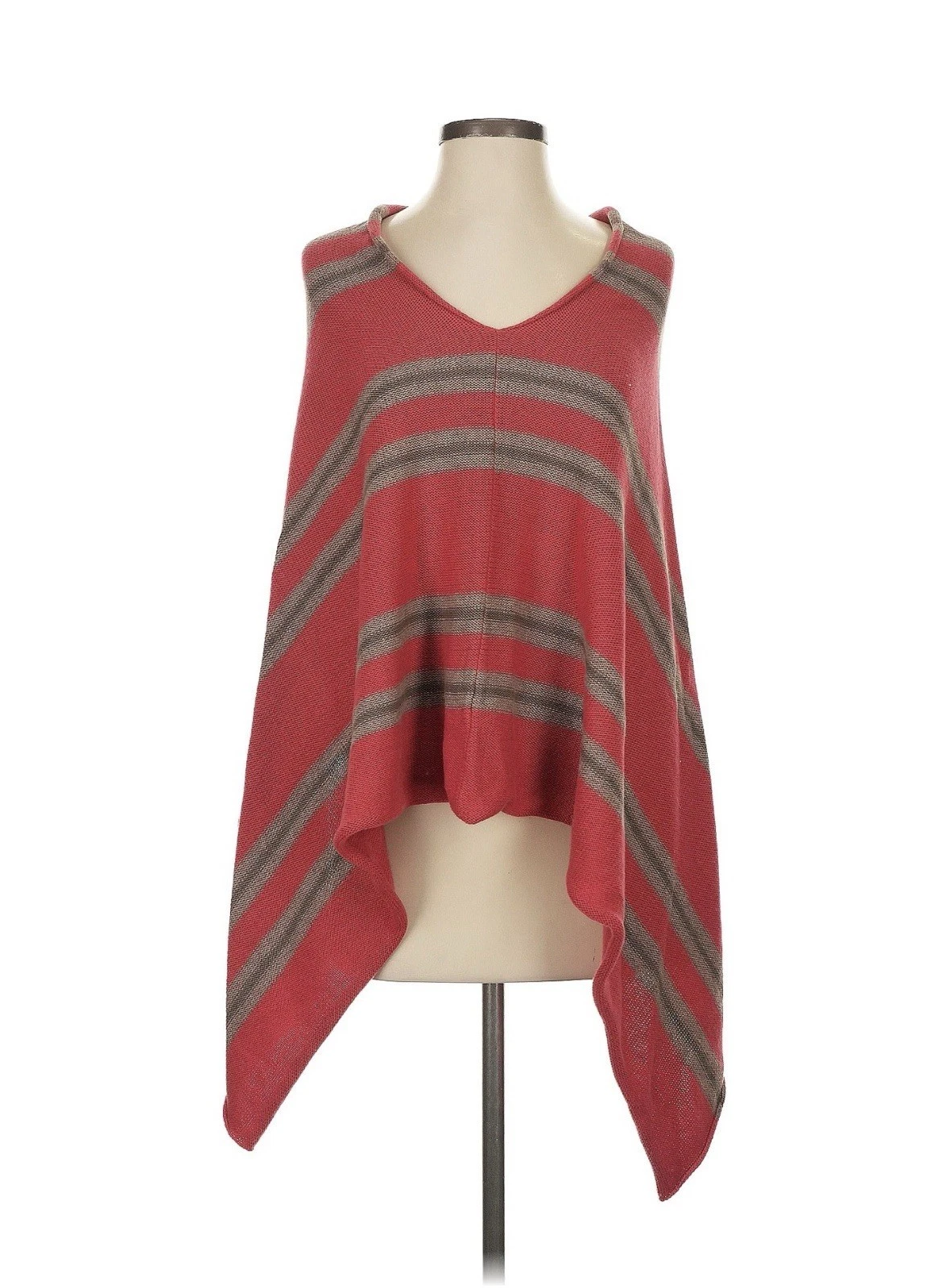 EUC Women’s Indigenous Organic Cotton Poncho One Size 1 Red Hand Loomed Peru