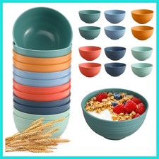 12 Pcs Unbreakable Cereal Bowls Set, 26 Oz Wheat Straw Bowls Set, Microwave ...