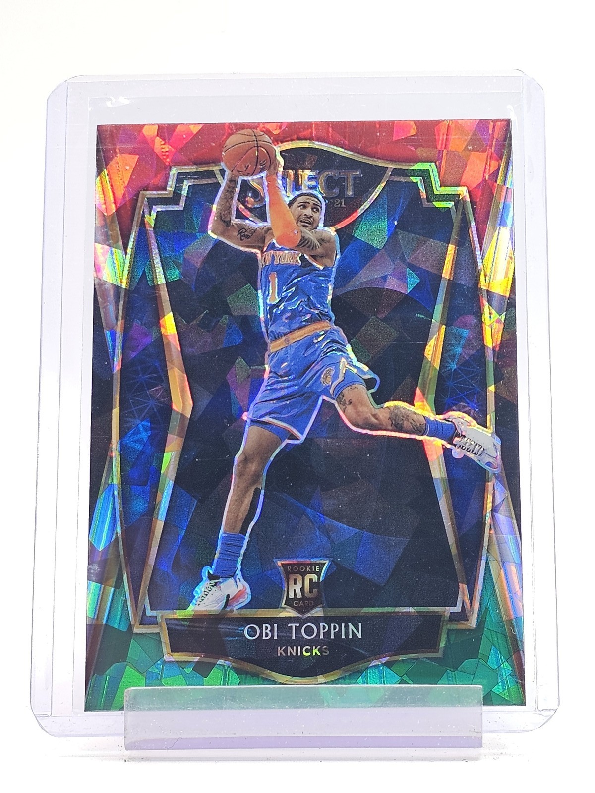 OBI TOPPIN 2020-21 SELECT PREMIER LEVEL ROOKIE RED WHITE GREEN CRACKED ICE Q7084