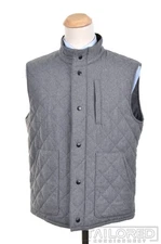 BONOBOS Solid Gray Wool Mens Quilted Puffer Vest - XL