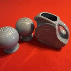 Fiesta Mini Disc Pitcher in Periwinkle Blue & Salt Pepper Shakers Flawed Salt