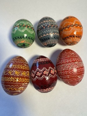 Six Decorative Painted Eggs
