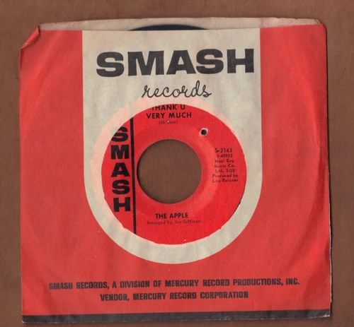 THE APPLE - Thank U Very Much + Your Heart Is Free - SMASH 60s rock 45 - NICE NM