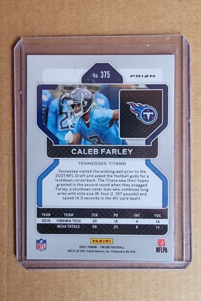 2021 Panini Prizm Caleb Farley Retail Blue 375 Rookie Color Match SSP eBay