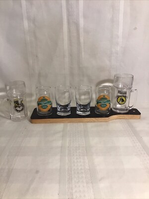 Beer Flight Glasses Set With Wooden Flight Paddle Tray Beer Sampler Kit