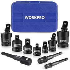 WORKPRO 10PC Impact Socket Set Adapter 1/4" 3/8" 1/2" Joint Socket Drill Adapter