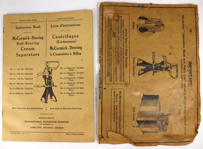 McCormick Deering Ball Bearing Cream Separators International Harvester Manual