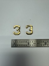 3 Gold Police Collar Brass - Post Rod Backing - NEW - Rank Insignia Precinct