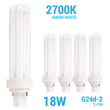 Pack C18W CF18DD F18DBX ECO 827 CFL Plug-In 18W T4 2-Pin G24d-2 2700K Warm White