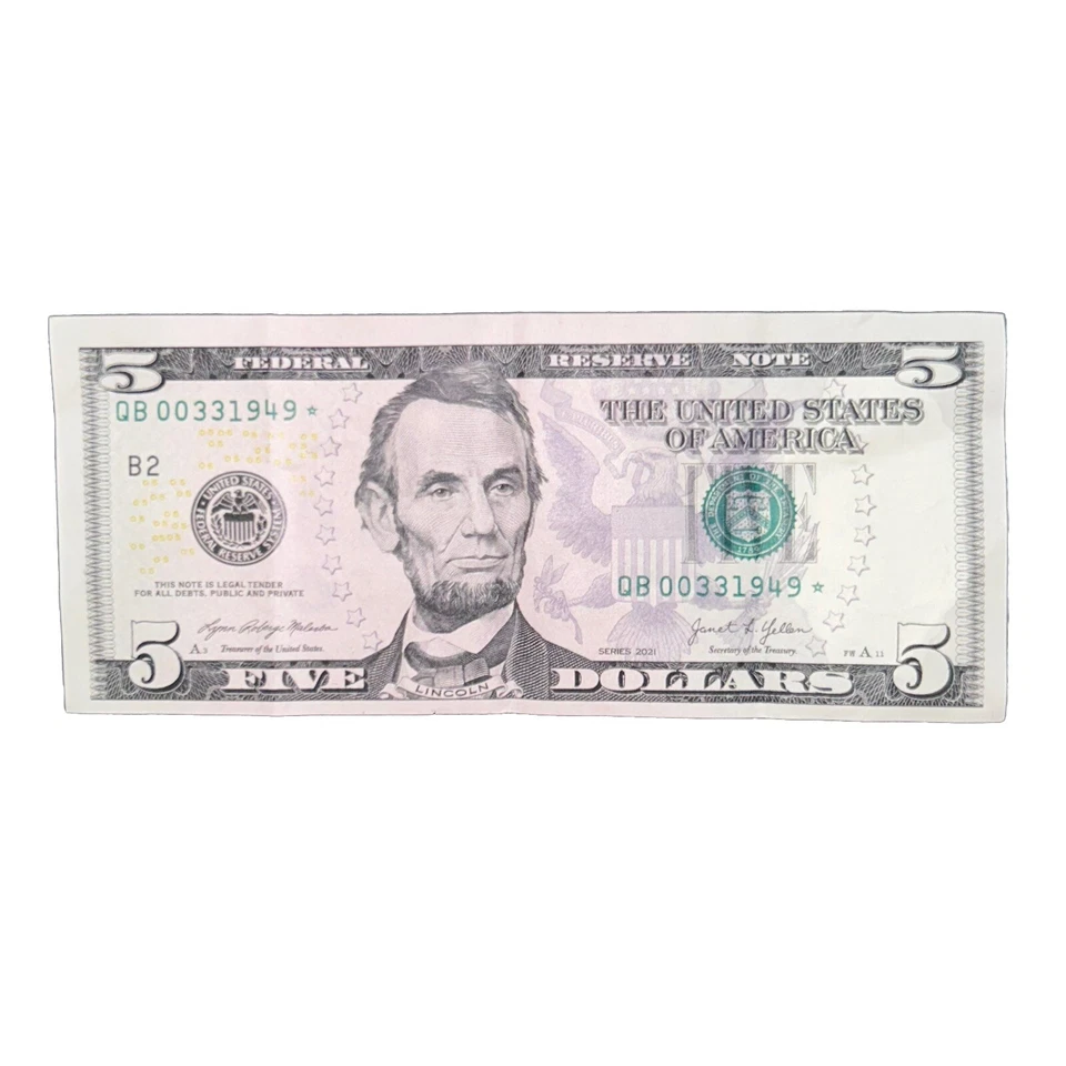 5 dollar bill star note 2021 QB00331949* March 31, 1949 Birthday - Image 2 of 4