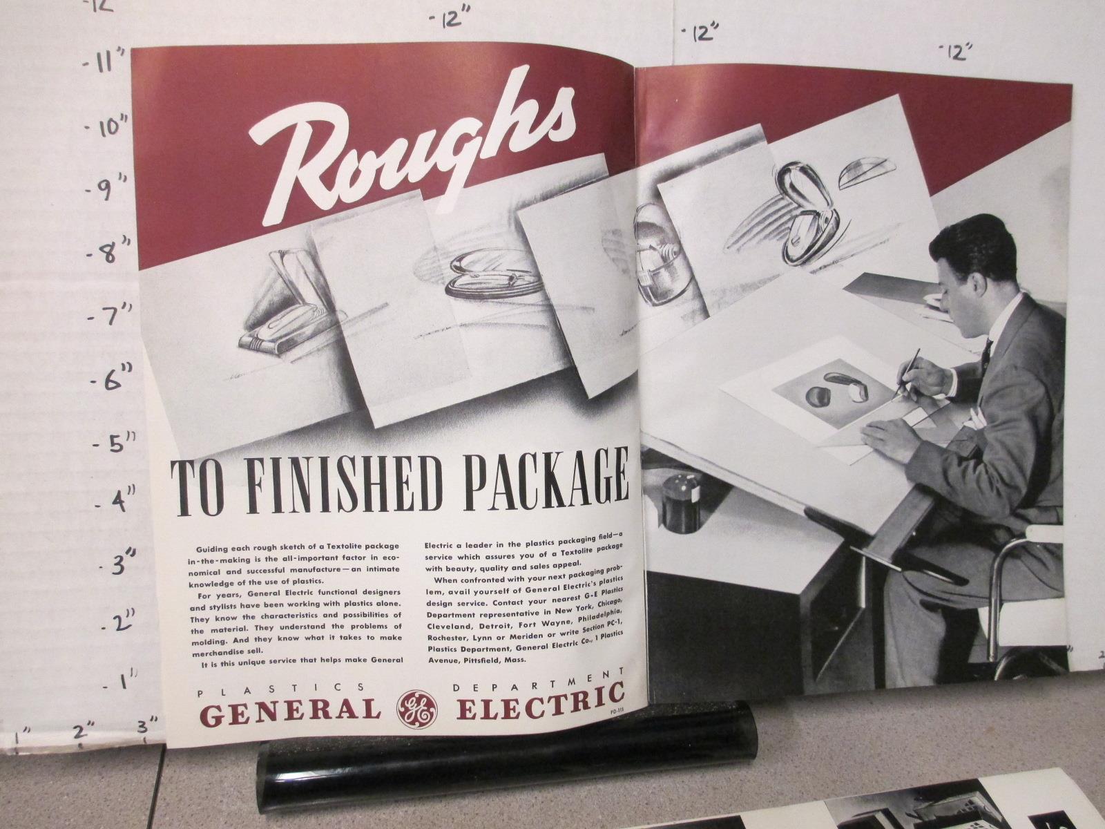 magazine ad 1941 GENERAL ELECTRIC plastics drafting table concept art