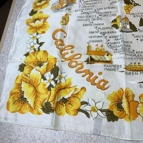 Vintage 1960er Jahre Kalifornien State Acetat Schal Hollywood Palm Springs Disneyland... selten - Bild 2 von 18