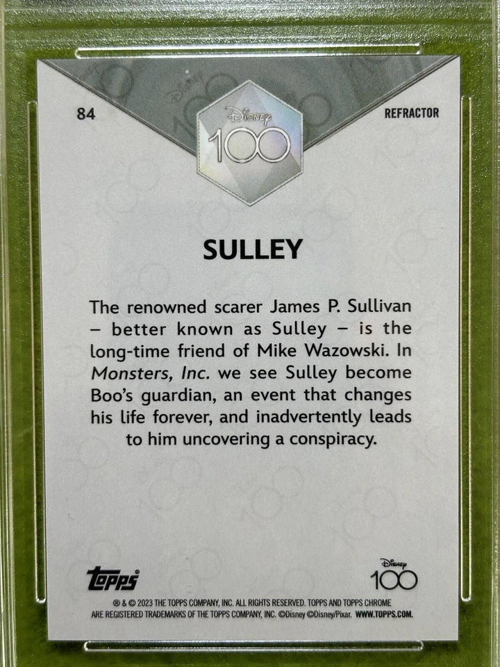 SULLEY of MONSTERS INC. Disney 100 REFRACTOR RPA 9.5 GEM MT SP 2023 Topps Chrome - Image 4 of 4