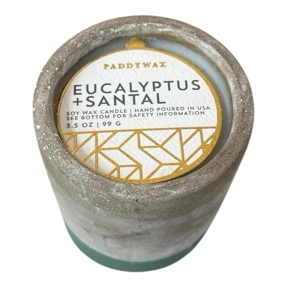 Vela perfumada PADDYWAX de eucalipto y santal de soja con base de concreto de 3,5 oz nueva con etiquetas Foto 2 de 4