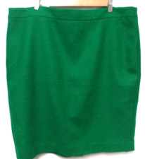 J. Crew green Wool blend knee length skirt lined back slit Size Sz 18