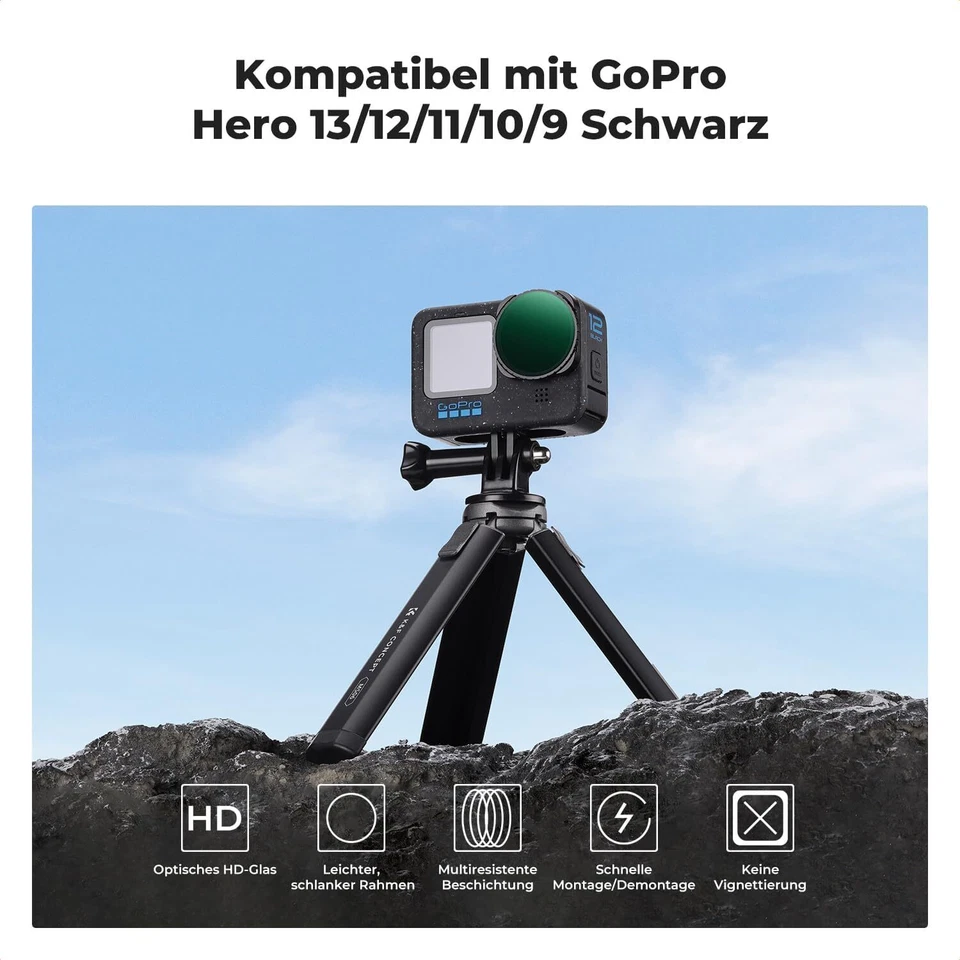 K&F Concept Variable ND2-32 ND32-512 Filter für GoPro Hero 13/12/11/10/9 Schwarz - Bild 2 von 4