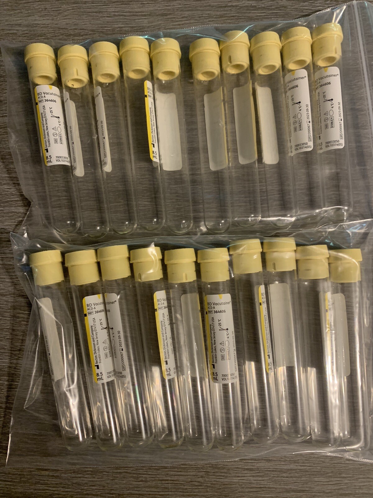 20 ACDA ACD Solution A Glass Test Tubes (Exp. 02/2024) Yellow Top 8.5ml FREE S&H eBay