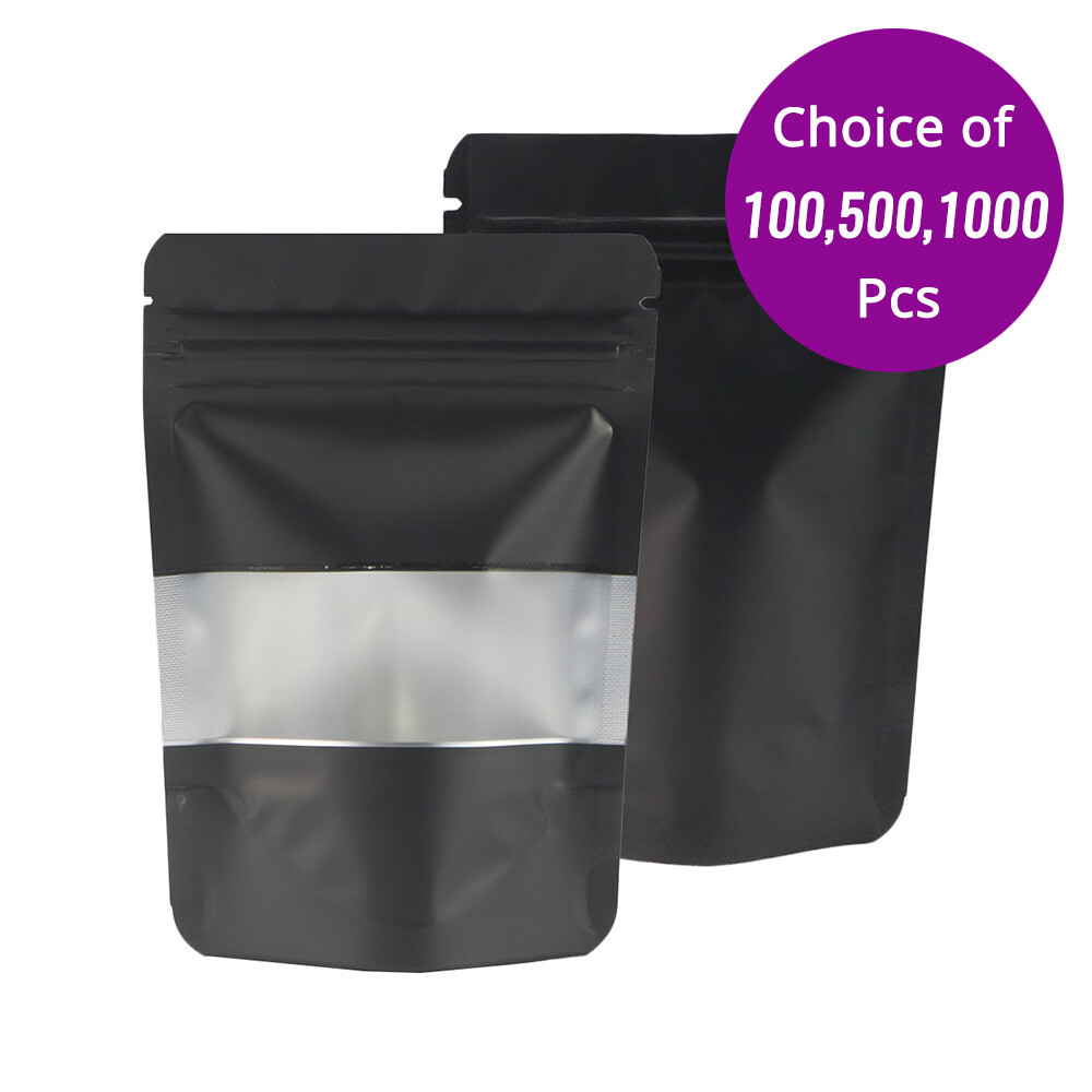 2oz Smell-Proof Mylar Bags with Zipper Lock and Window  