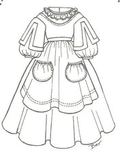 China head DOLL DRESS sewing PATTERN 24-25" Victorian German French 565