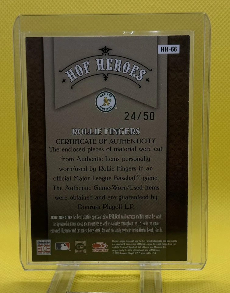 2005 Donruss Diamond Kings Gold Materials Signatures /50 Rollie Fingers Auto HOF - Image 2 of 2