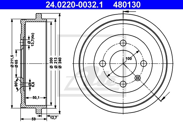 Ate Original 2 Bremstrommeln Bremsbackensatz Topkit Vormontiert (1420-52196) |-image