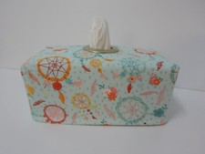Tissue Box Cover Dreamcatchers Aqua With Circle Opening - Lovely Gift