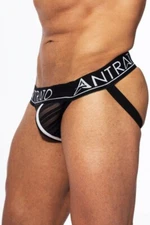 Antrato Men's Brazilian Sheer  Jockstrap Black With Stripes X-Small   NEW