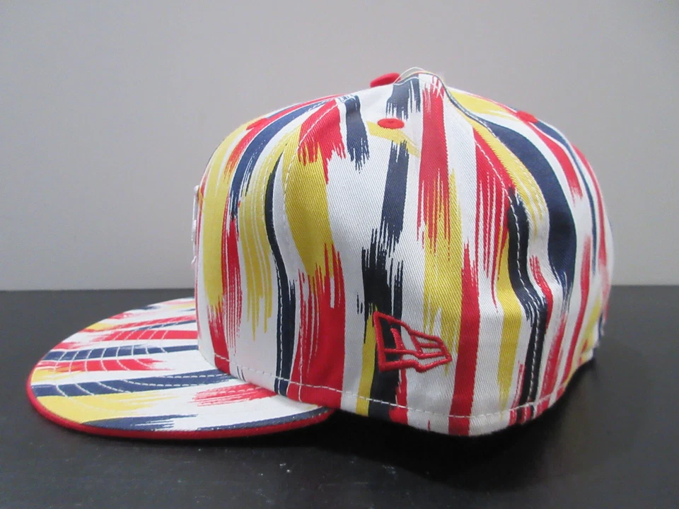 New York Mets Hat Cap Fitted Mens 7 5/8 Red Yellow Baseball All Over Print - Image 3 of 4