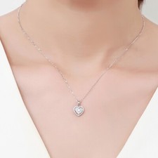 Heart Pendant Chain Necklace Sparkling Cubic Zirconia Elegant Female Jewelry