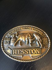Vintage 1981 National Finals Rodeo Hesston Belt Buckle Bull NFR Seventh Edition