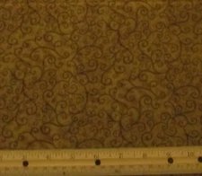 1 yard DARK BROWN VINES on BROWN 100% Cotton Fabric FALL AUTUMN HARVEST