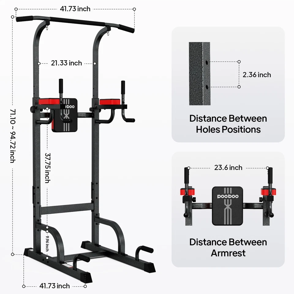 Power Tower Dip Station Adjustable Heavy Duty Pull Up Bar for Home Gym Workout - Image 2 of 4