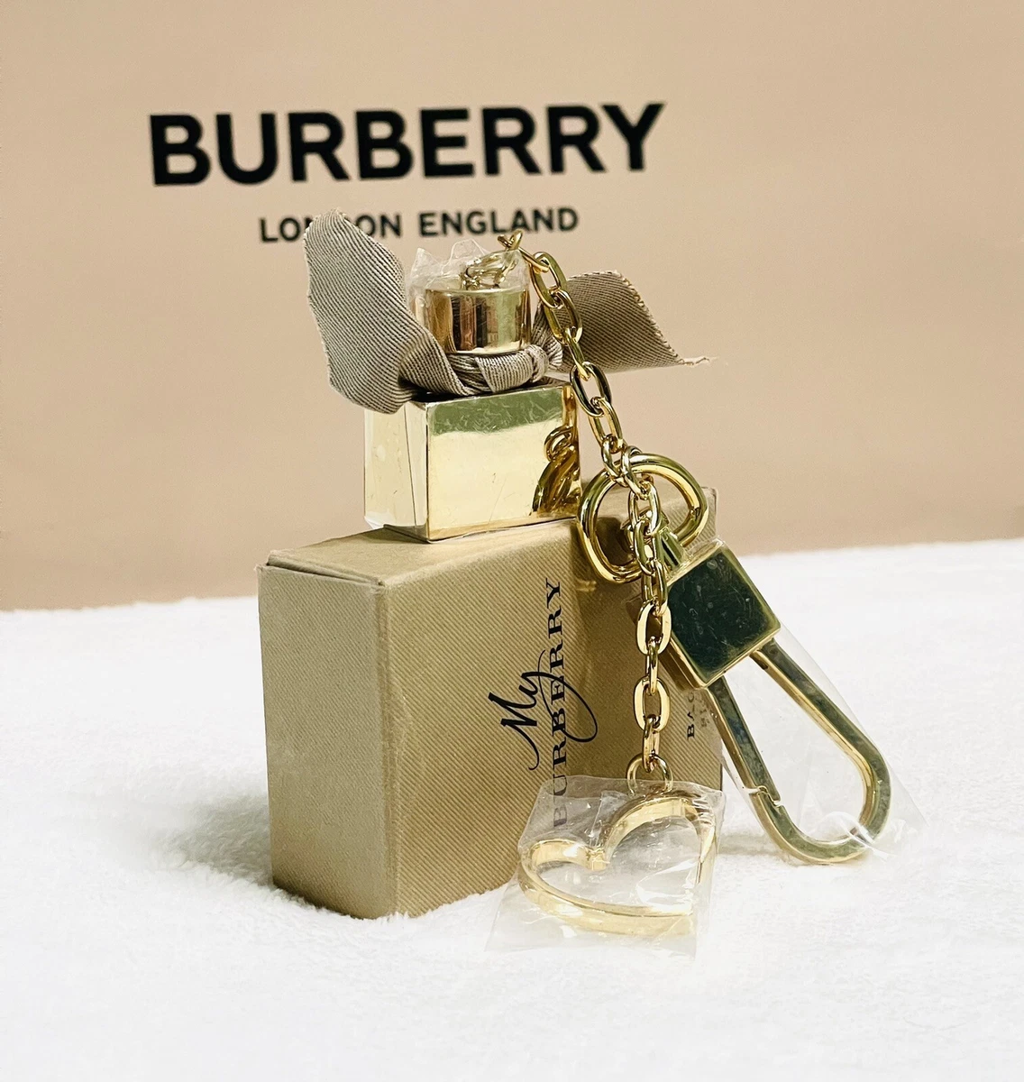 Burberry Embroidered Archive Logo Leather Key Charm