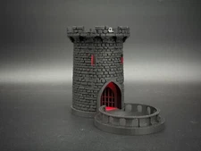 Lighted 5" Dice Tower and Tray w/ Swapable stairs, DnD,Dungeons and Dragons, Red